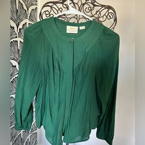 Maeve for Anthropologie | Emerald Green | Button Down Top Sz XS - see video